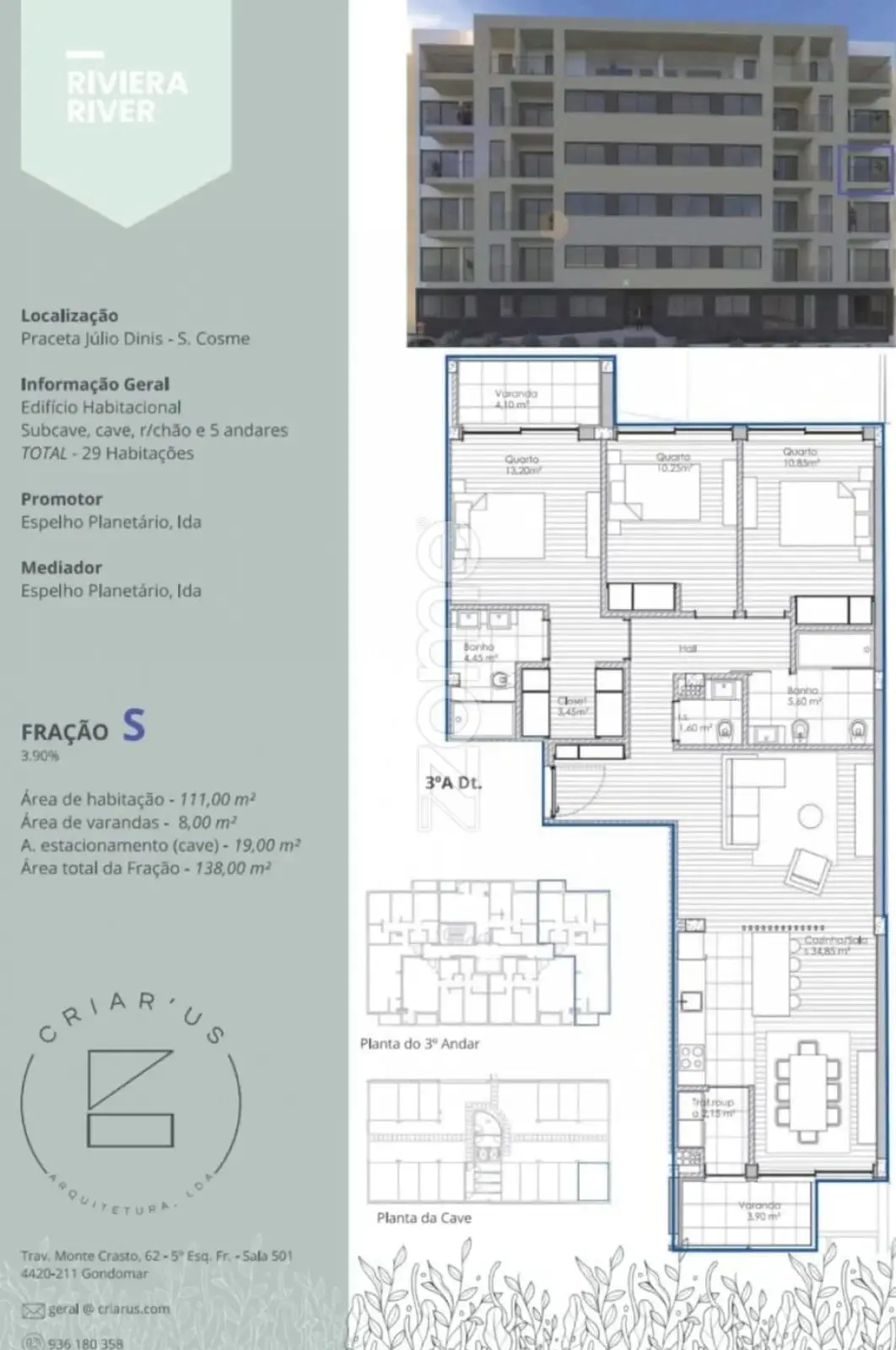 Planta T2 fração RC com patio